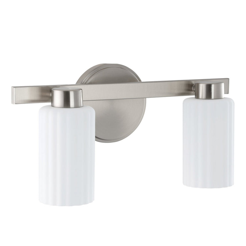 Thesis 207035A Two Light Vanity, Brushed Nickel, Opal Ribbed
