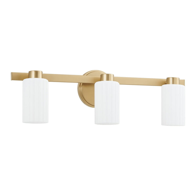 Thesis 207038A Three Light Vanity, Champagne Gold, Opal Ribbed