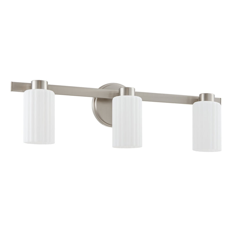 Thesis 207042A Three Light Vanity, Brushed Nickel, Opal Ribbed