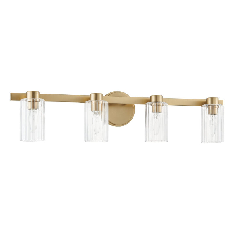 Thesis 207045A Four Light Vanity, Champagne Gold, Clear Ribbed