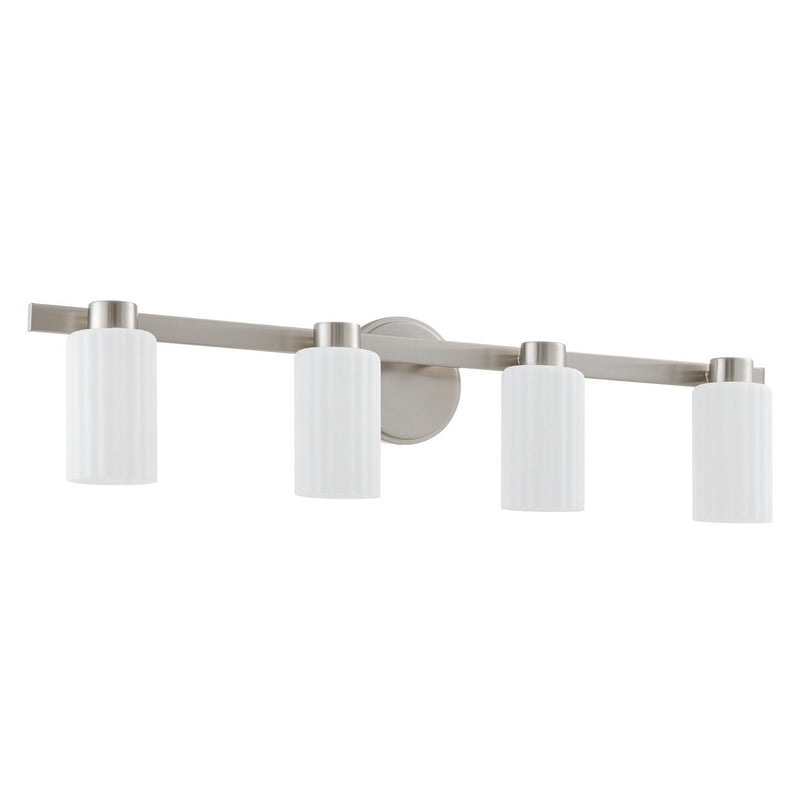 Thesis 207048A Four Light Vanity, Brushed Nickel, Opal Ribbed