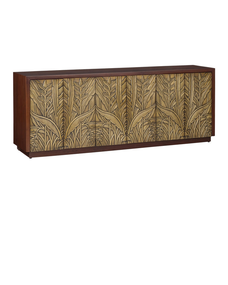 Currey and Company 3000-0324 Credenza, Walnut / Antique Brass
