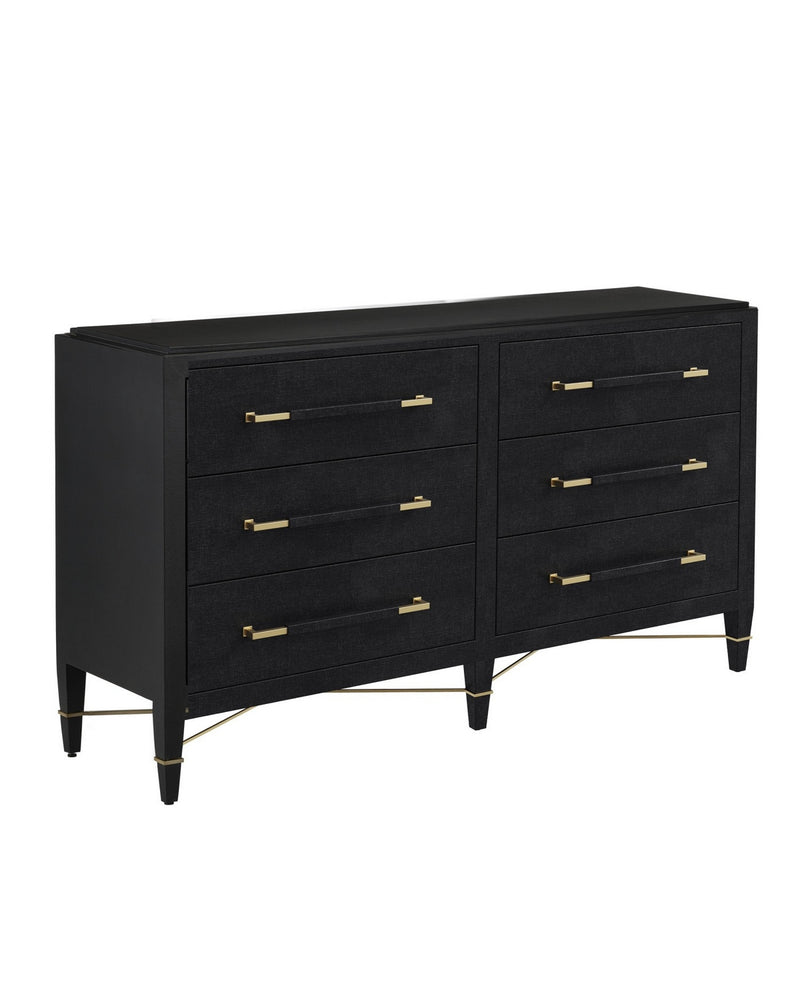Currey and Company 3000-0332 Chest, Black / Natural / Champagne / Silver