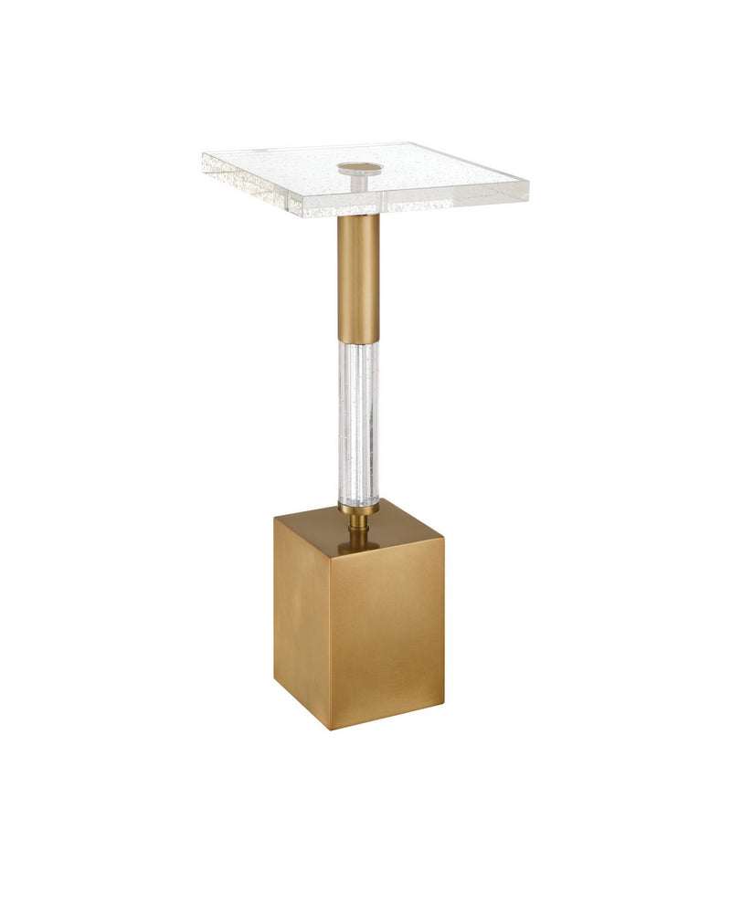 Currey and Company 4000-0223 Drinks Table, Clear / Antique Brass