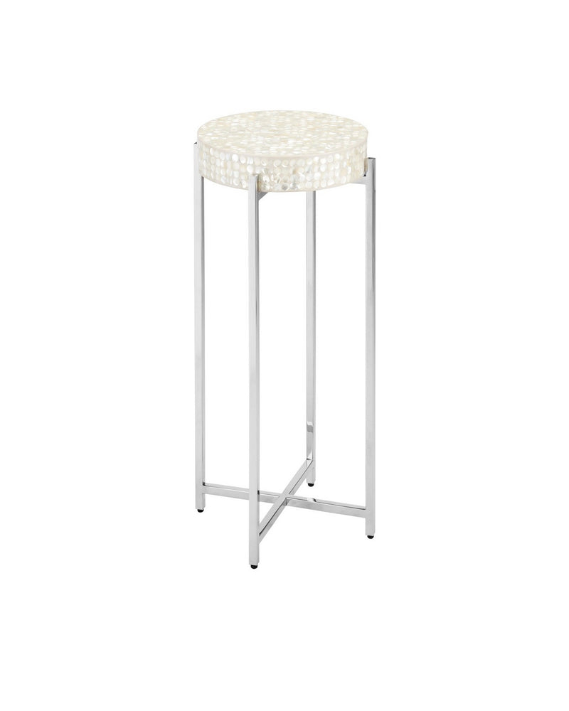 Currey and Company 4000-0224 Drinks Table, Natural / Polished Nickel