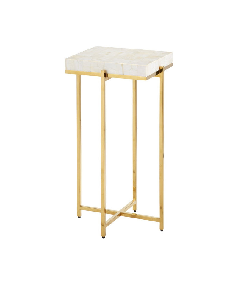 Currey and Company 4000-0225 Accent Table, Natural / Brass