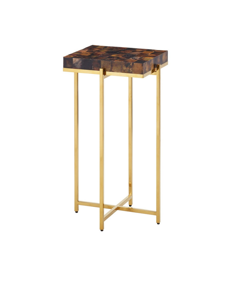 Currey and Company 4000-0226 Accent Table, Natural / Brass
