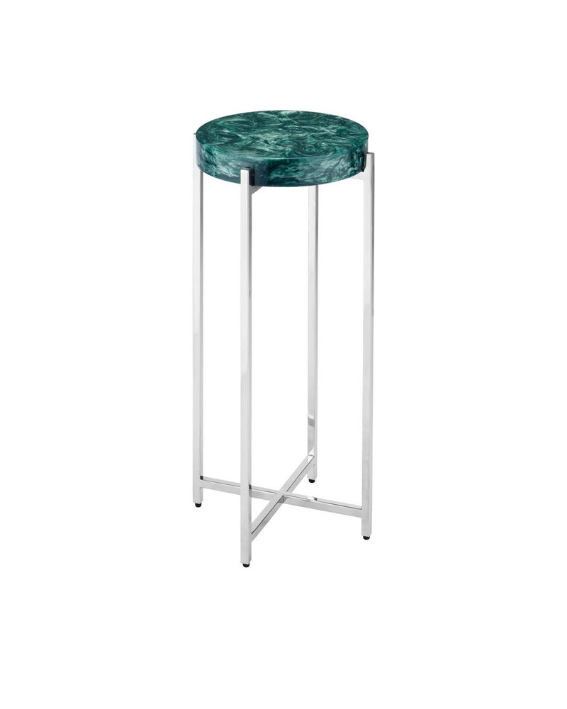 Currey and Company 4000-0227 Drinks Table, Teal / Polished Nickel