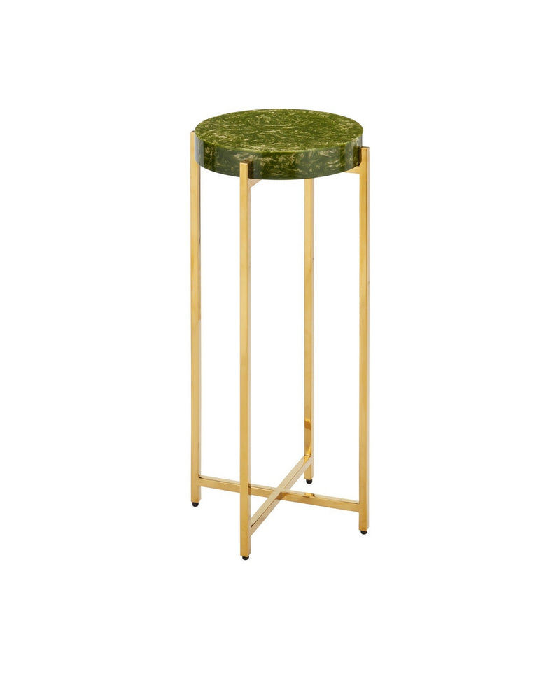 Currey and Company 4000-0228 Drinks Table, Green / Brass