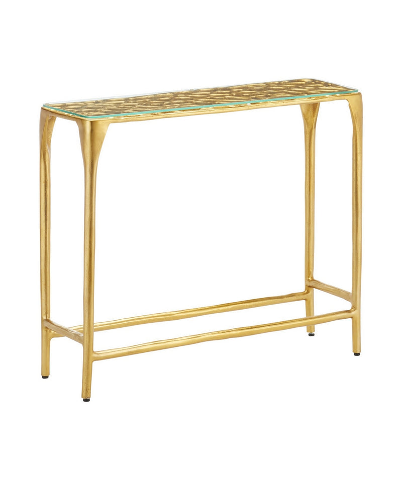 Currey and Company 4000-0232 Console Table, Gold / Clear