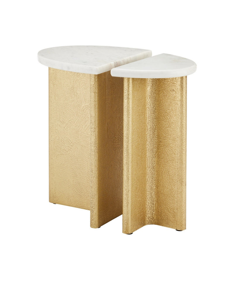 Currey and Company 4000-0233 Accent Table, White / Antique Brass
