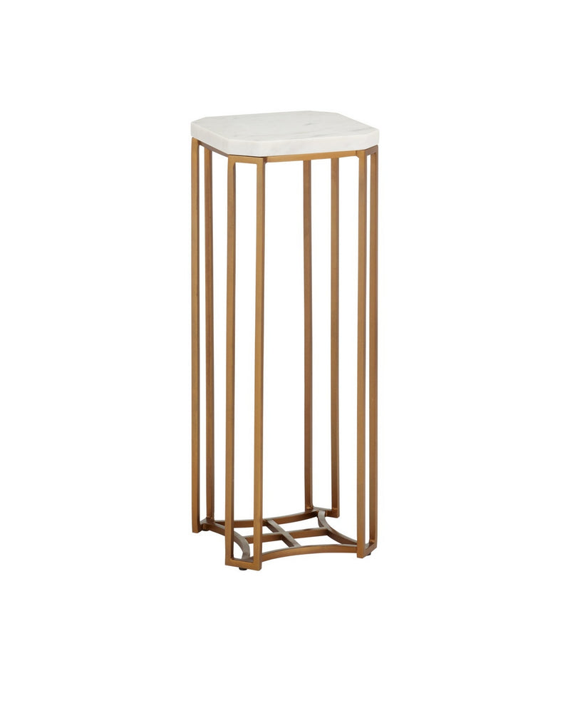 Currey and Company 4000-0235 Drinks Table, White / Antique Brass