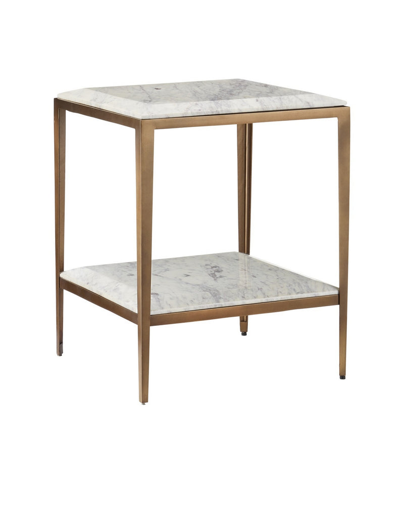 Currey and Company 4000-0236 Side Table, Natural / Antique Brass