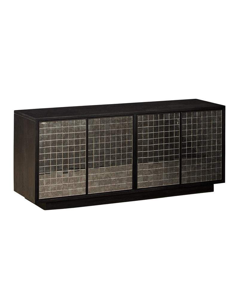 Currey and Company 3000-0330 Credenza, Ebony / Antique Mirror