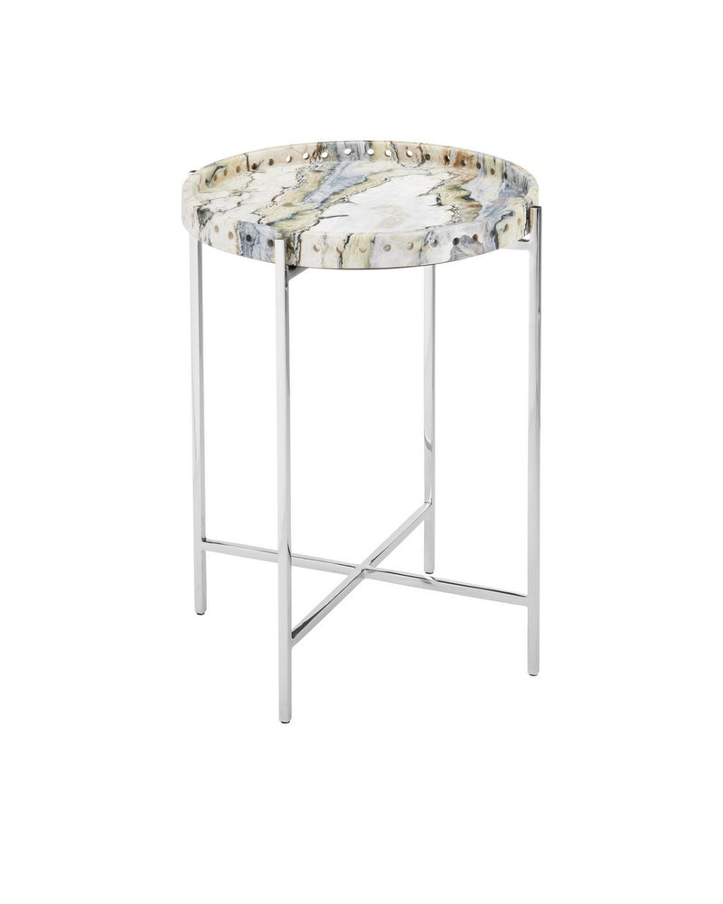Currey and Company 4000-0242 Accent Table, Natural / Nickel