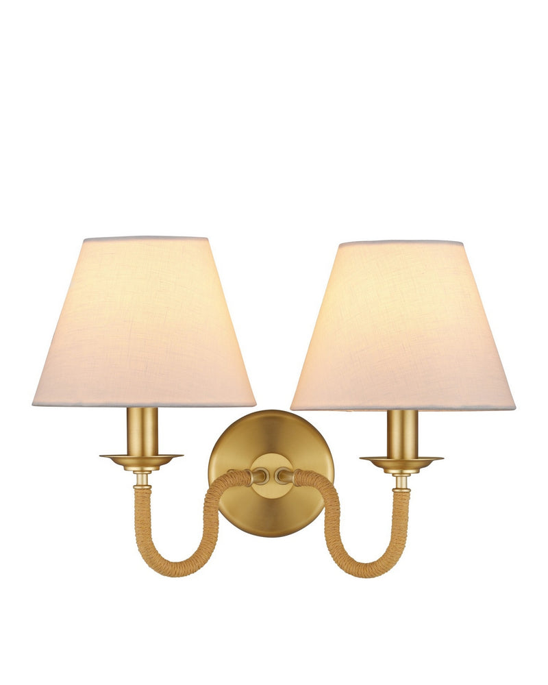 Currey and Company 5000-0274 Two Light Wall Sconce, Natural / Brushed Brass
