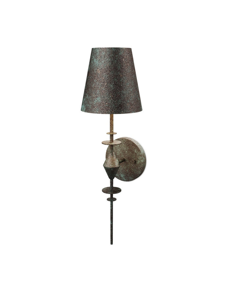 Currey and Company 5000-0277 One Light Wall Sconce, Verde Bronze / Contemporary Gold