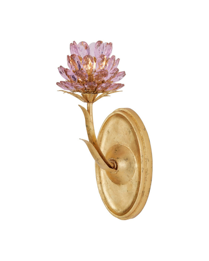 Currey and Company 5000-0279 One Light Wall Sconce, Pink / Dutch Gold Leaf