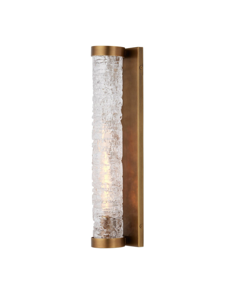 Currey and Company 5800-0064 One Light Wall Sconce, Clear / Brushed Brass