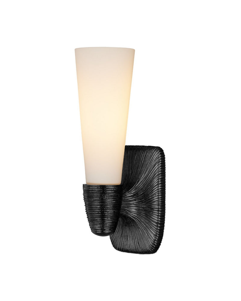 Currey and Company 5800-0068 One Light Wall Sconce, Opaque White / Oil Rubbed Bronze