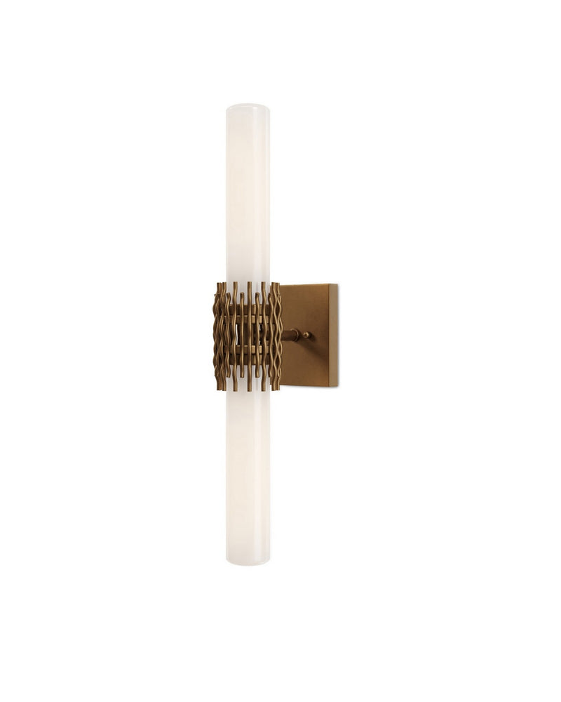 Currey and Company 5800-0069 Two Light Wall Sconce, Opaque White / Antique Brass