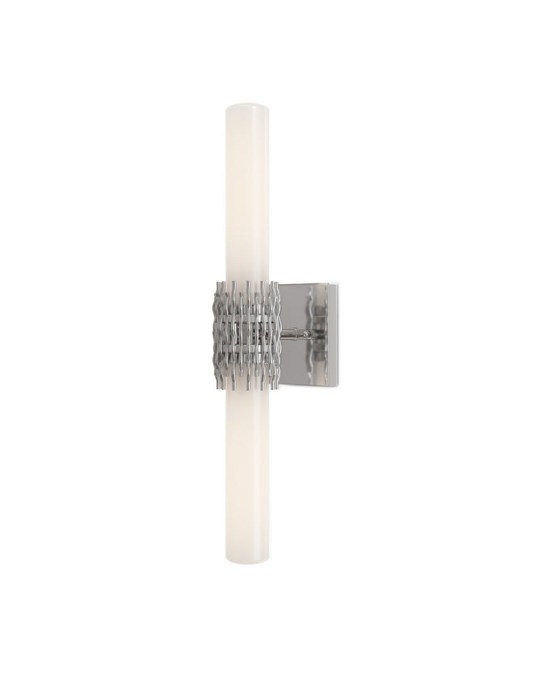 Currey and Company 5800-0070 Two Light Wall Sconce, Opaque White / Polished Nickel