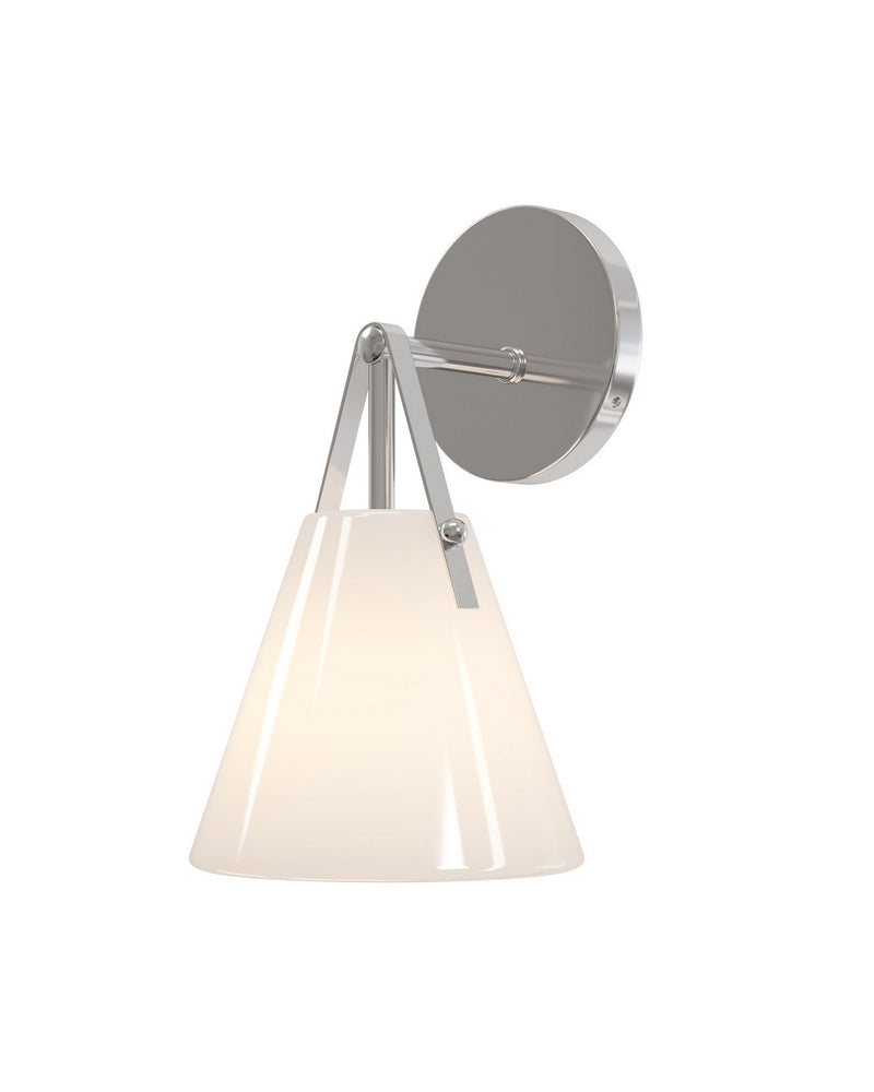 Currey and Company 5800-0073 One Light Wall Sconce, Opaque White / Polished Nickel