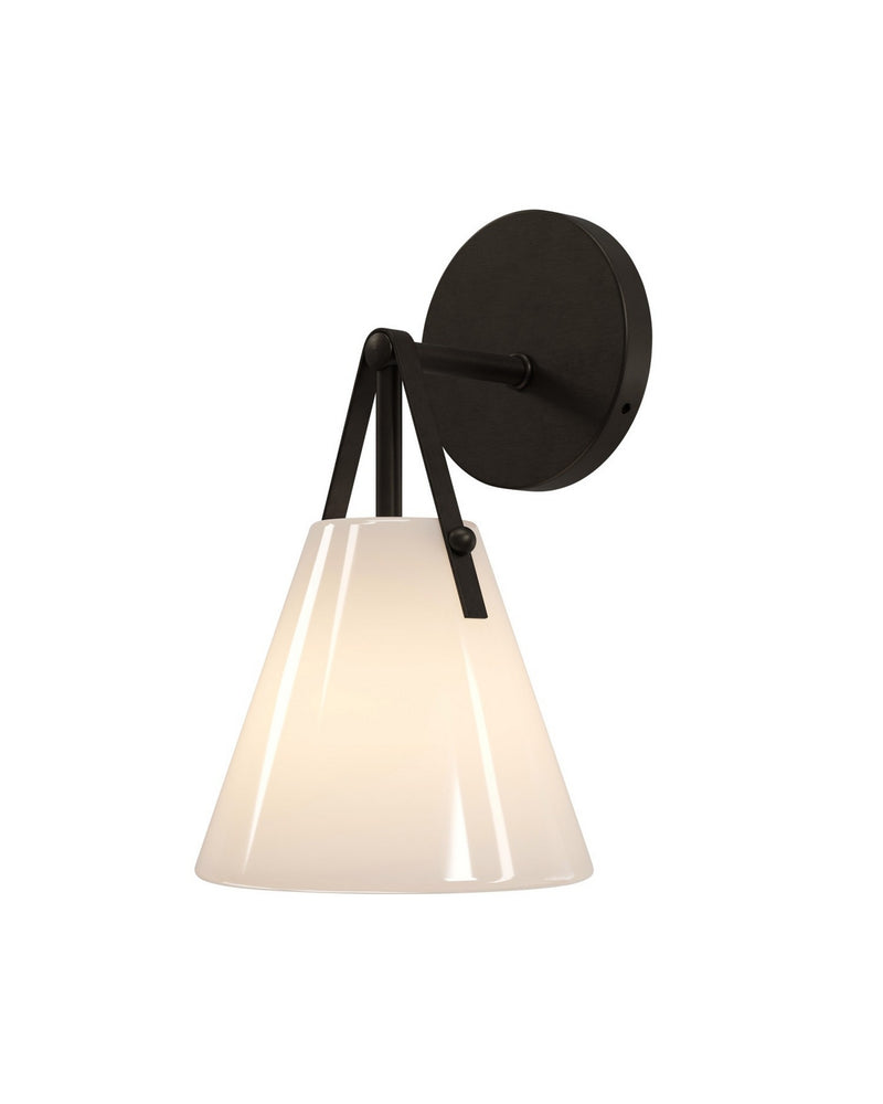 Currey and Company 5800-0074 One Light Wall Sconce, Opaque White / Oil Rubbed Bronze