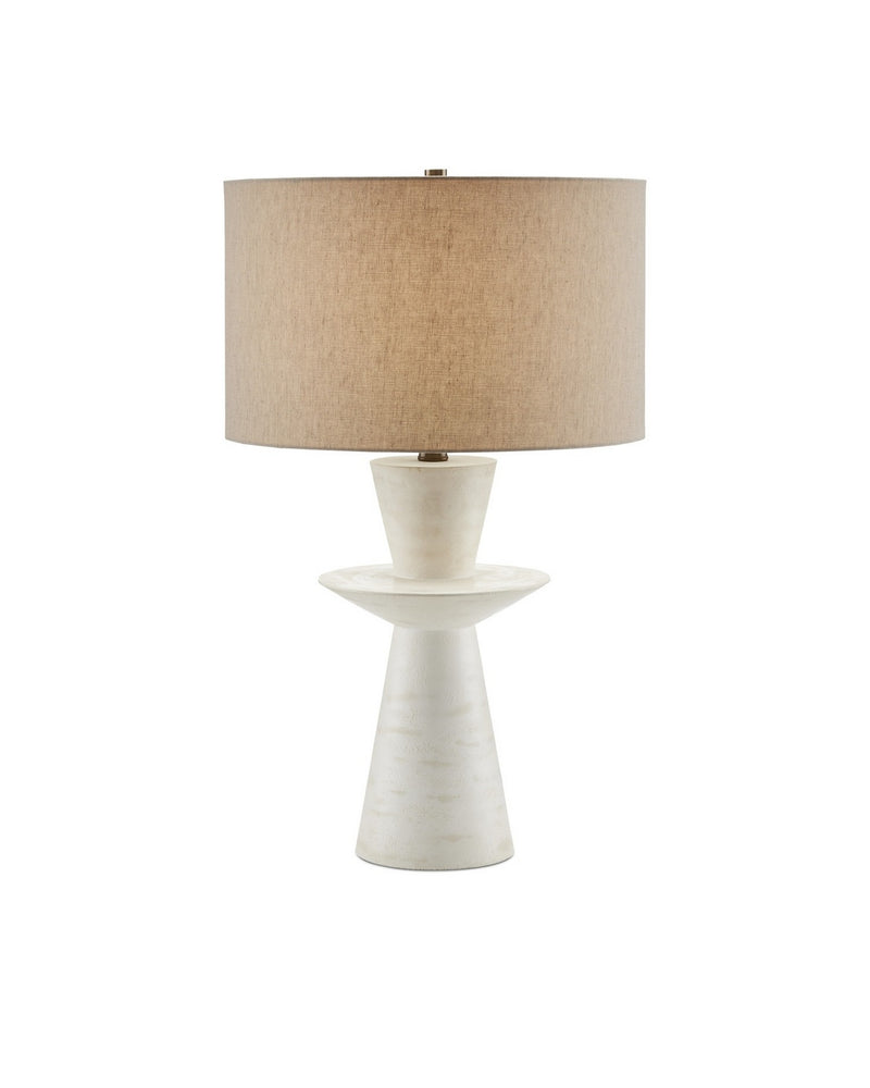 Currey and Company 6000-0804 One Light Table Lamp, Off-White Distressed