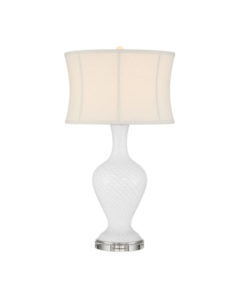 Currey and Company 6000-1009 One Light Table Lamp, White / Clear
