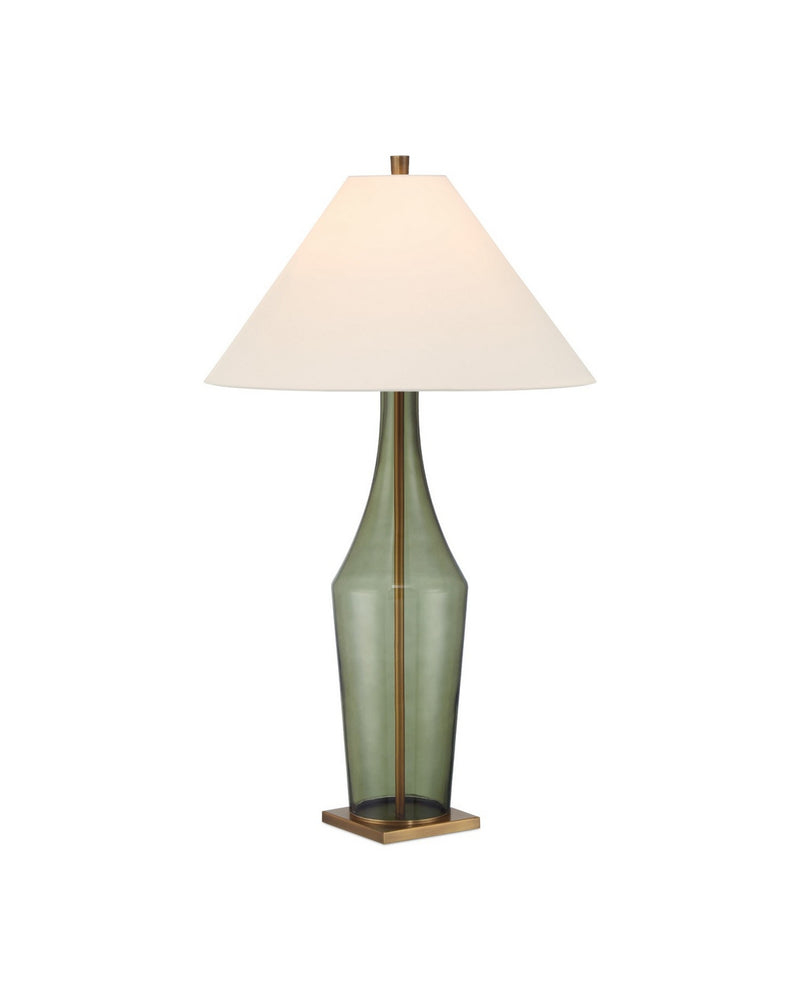 Currey and Company 6000-1010 One Light Table Lamp, Green / Antique Brass
