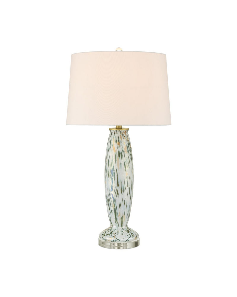 Currey and Company 6000-1013 One Light Table Lamp, White / Green / Pale Pink / Clear
