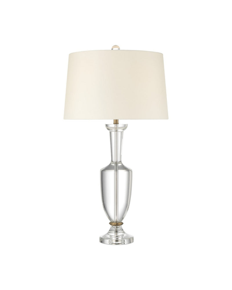 Currey and Company 6000-1015 One Light Table Lamp, Clear / Natural Brass
