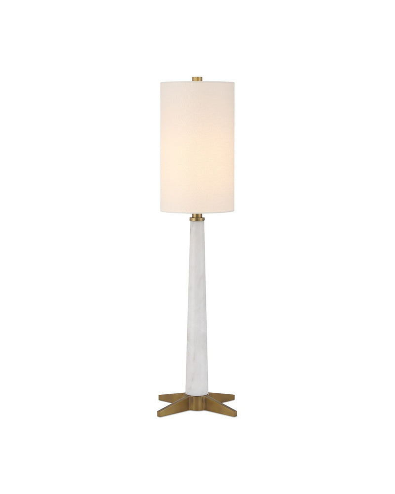 Currey and Company 6000-1016 One Light Table Lamp, White / Antique Brass
