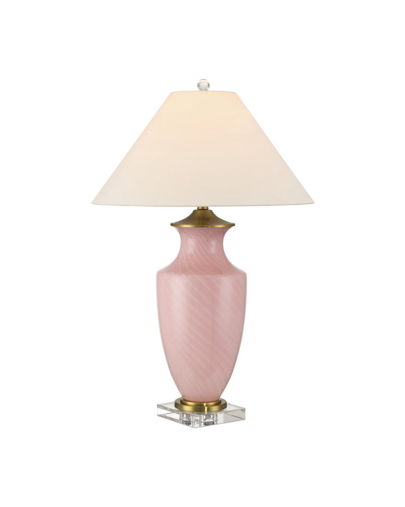 Currey and Company 6000-1023 One Light Table Lamp, Pink / Clear
