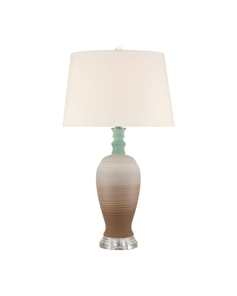Currey and Company 6000-1024 One Light Table Lamp, Brown / Light Blue / Clear