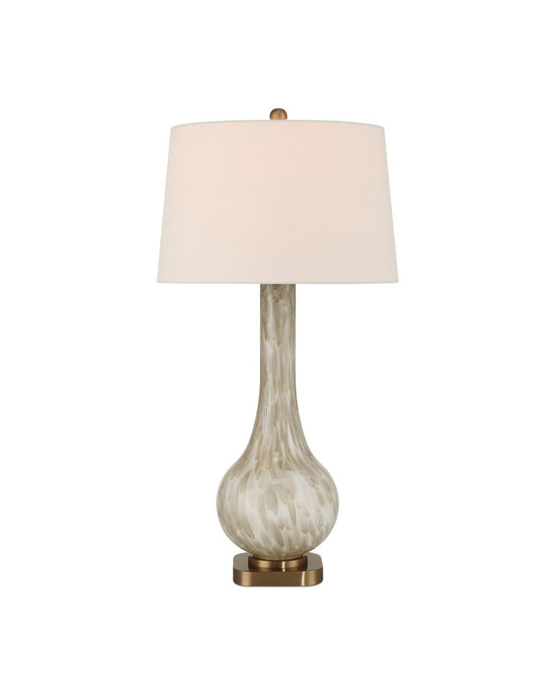 Currey and Company 6000-1025 One Light Table Lamp, Pale Brown / Off-White / Antique Brass