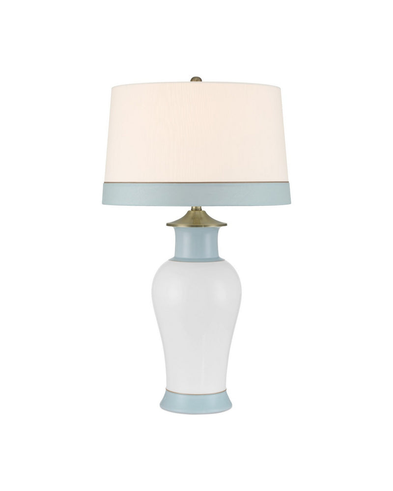 Currey and Company 6000-1026 One Light Table Lamp, White / Light Blue