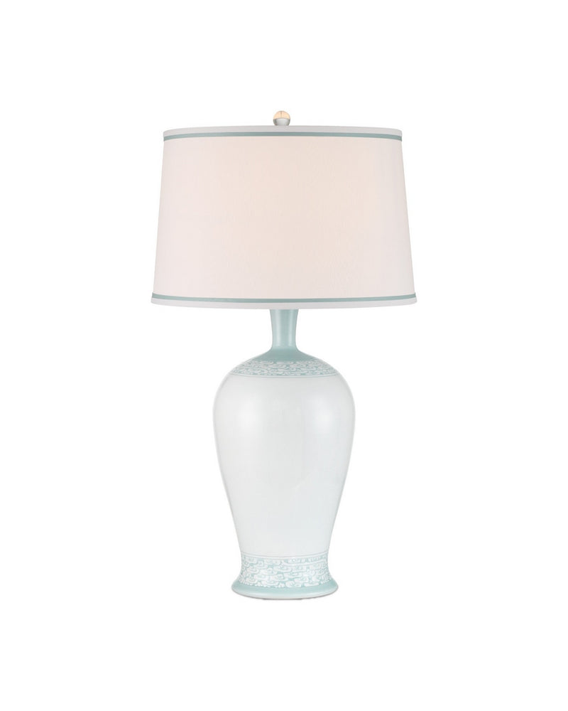 Currey and Company 6000-1027 One Light Table Lamp, White / Light Blue