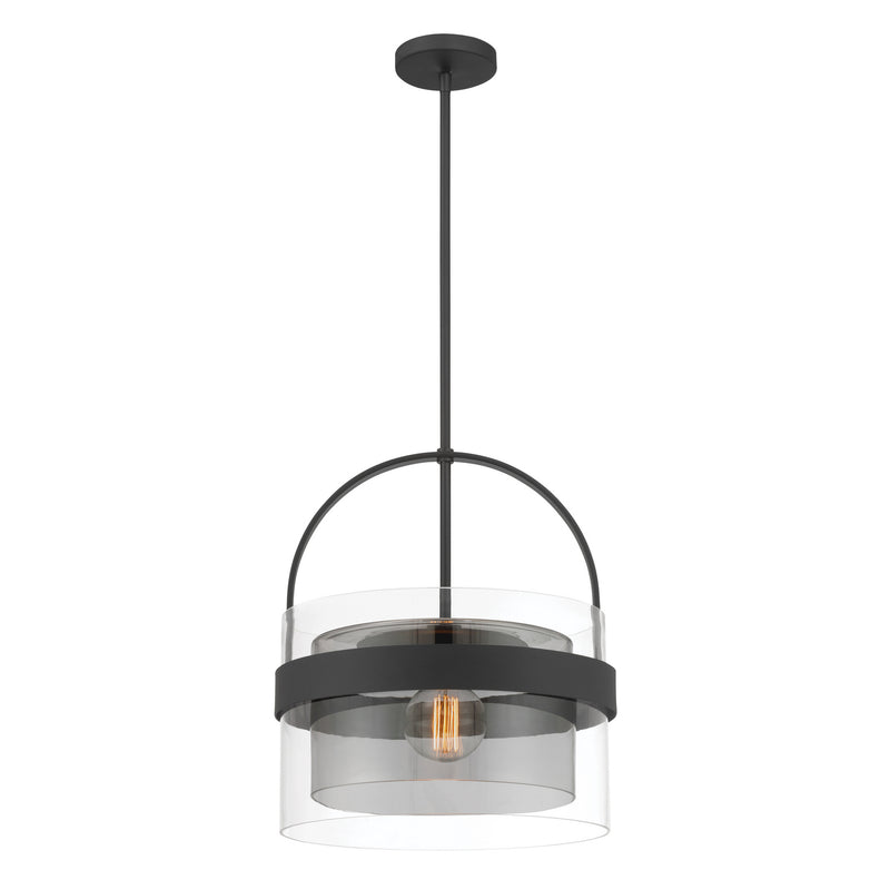 Minka-Lavery 1916-899 One Light Convertible Pendant/Semi-Flush Mount, Dark Matte Black