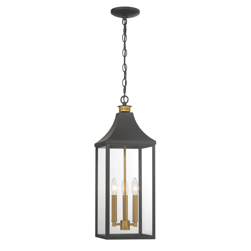 Minka-Lavery 78304-734 Three Light Outdoor Hanging Lantern, Dark Matte Black