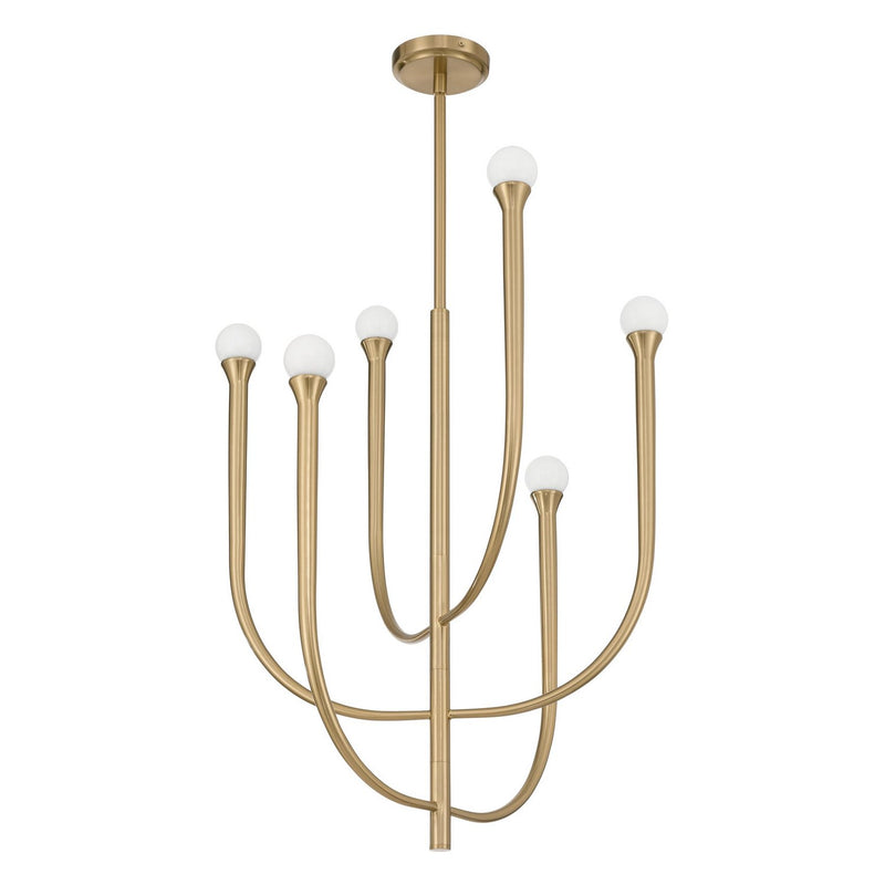 Thesis 207256A Six Light Chandelier, Brass