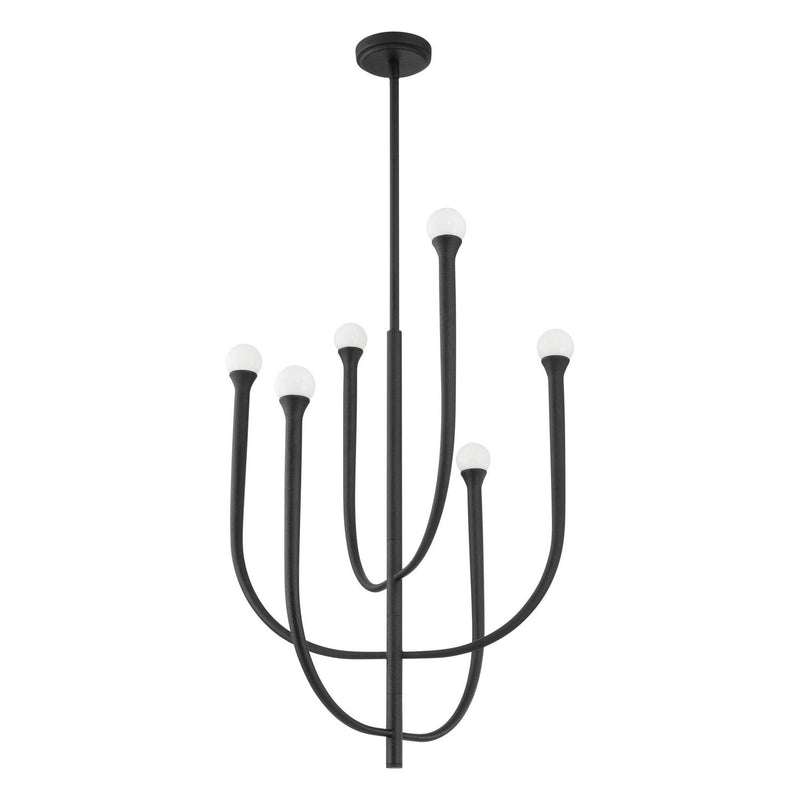 Thesis 207261A Six Light Chandelier, Plaster Black