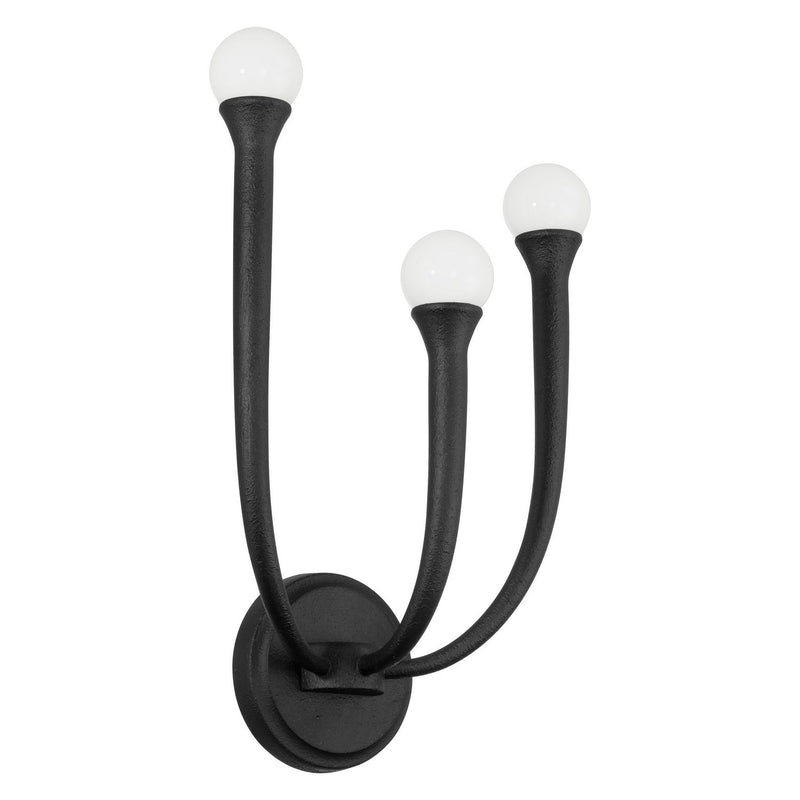 Thesis 207264A Three Light Wall Sconce, Plaster Black