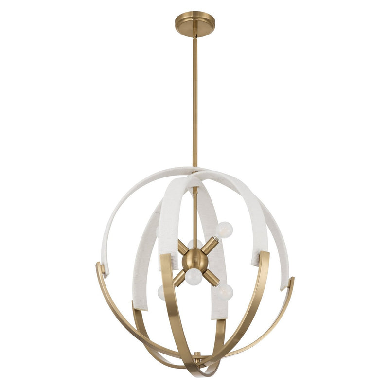Thesis 207273A Six Light Chandelier, Brass