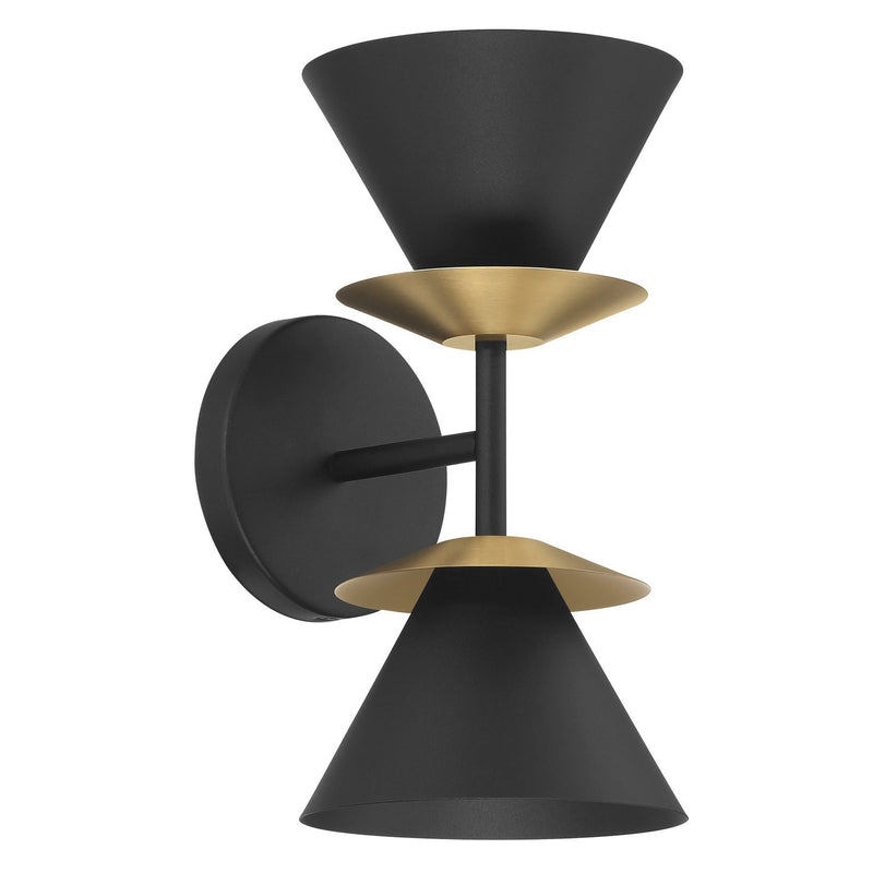 Thesis 207319A Two Light Wall Sconce, Textured Black, Champagne Gold