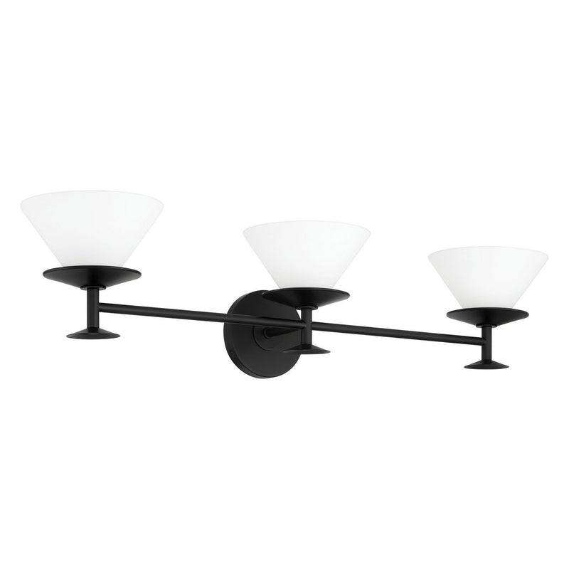 Thesis 207324A Three Light Vanity, Matte Black, Champagne Gold