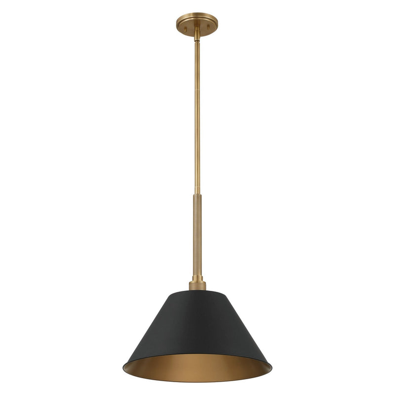 Thesis 207335A One Light Pendant, Natural Brass, Matte Black