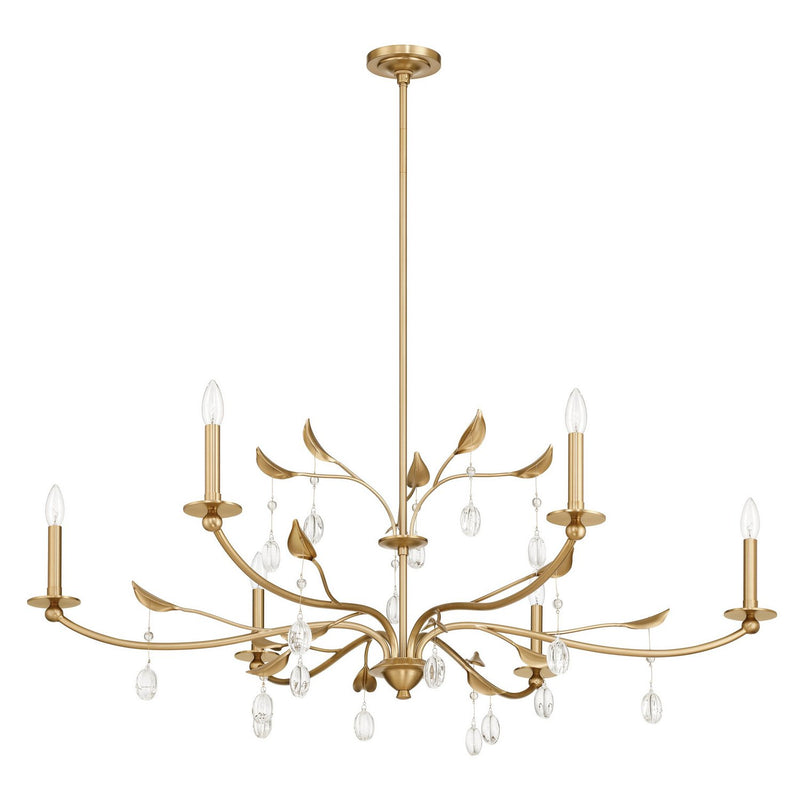 Thesis 207342A Six Light Chandelier, Champagne Gold, Clear