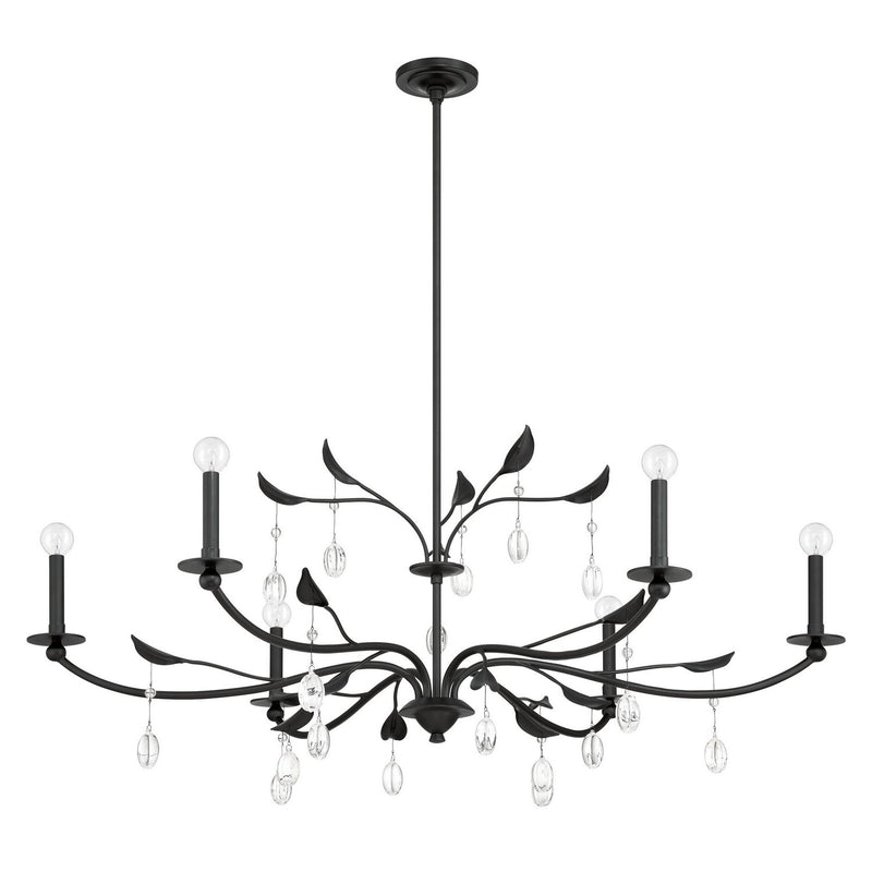Thesis 207345A Six Light Chandelier, Textured Black, Clear